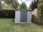 Abri de jardin métal 7,15m² WoodTouch beige + kit d'ancrage X-METAL