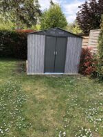 Abri de jardin métal 7,15m² WoodTouch beige + kit d'ancrage X-METAL