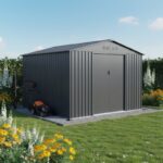 Abri de jardin métal 8,84m² FIRST anthracite + Kit d'ancrage X-METAL