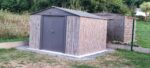 Abri de jardin métal 9,12m² WoodTouch beige + kit d'ancrage X-METAL