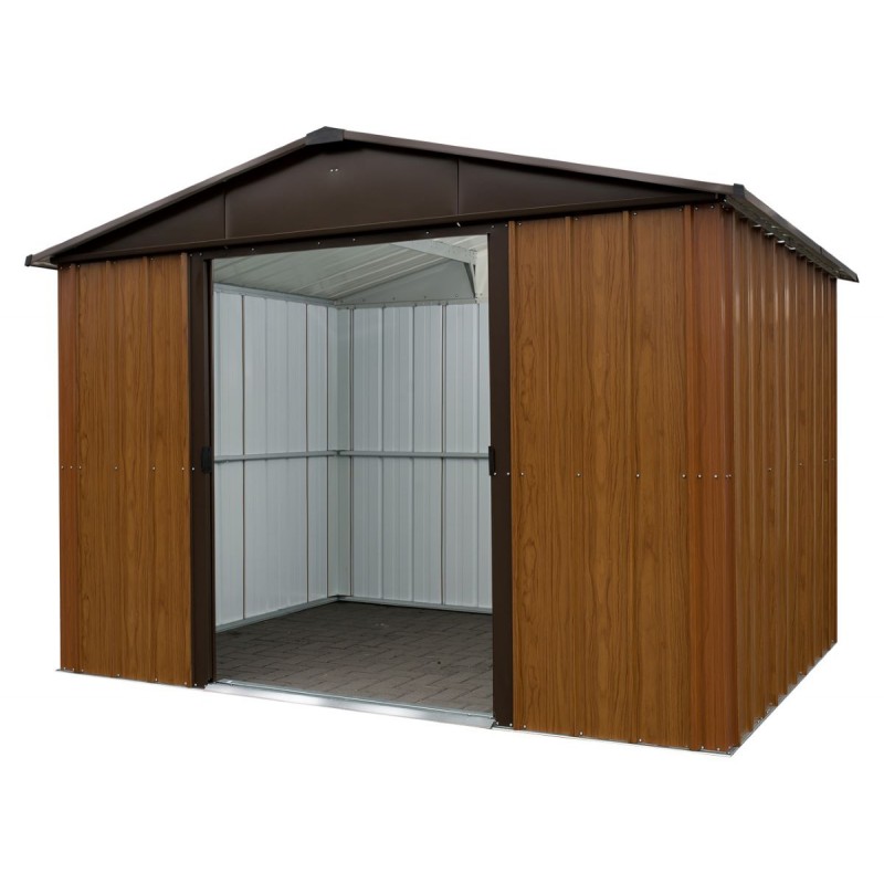 Abri de jardin métal aspect bois et marron 12m² + kit d'ancrage inclus - YARDMASTER Abri de jardin métal aspect bois et marron 12m² + kit d'ancrage inclus - YARDMASTER
