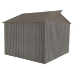 Abri de jardin métal avec puit de lumière 7,25m² imitation bois vieilli