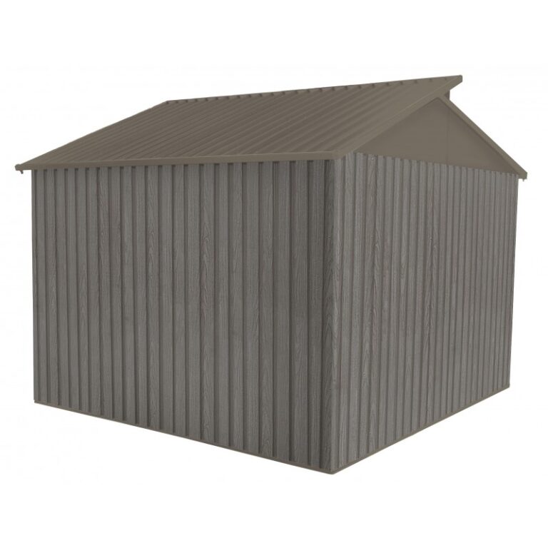 Abri de jardin métal avec puit de lumière 7,25m² imitation bois vieilli