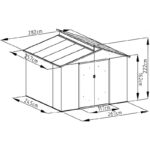 Abri de jardin métal avec puit de lumière 7,25m² imitation bois vieilli