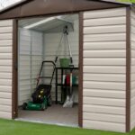 Abri de jardin métal beige et marron 5,97m² + kit d'ancrage inclus - YARDMASTER