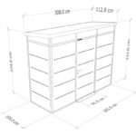 Abri de jardin modulaire isolé 3x1m profils anthracite et noir - plancher inclus - Everbox