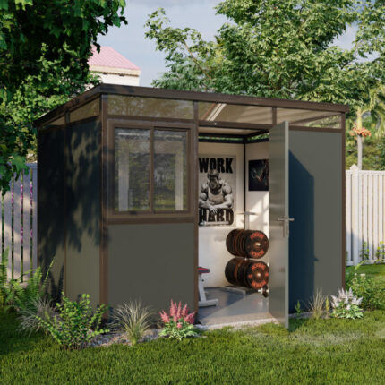 Abri de jardin modulaire isolé 3x2m anthracite et noir - plancher inclus - Everbox
