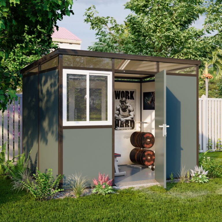 Abri de jardin modulaire isolé 3x2m anthracite et noir - plancher inclus - Everbox