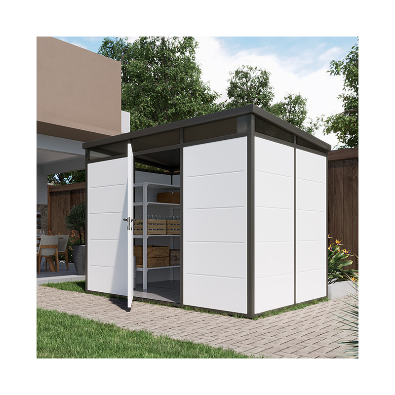 Abri de jardin modulaire isolé 3x2m profils noirs - plancher inclus - Everbox Abri de jardin modulaire isolé 3x2m profils noirs - plancher inclus - Everbox