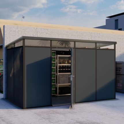 Abri de jardin modulaire isolé 4x2m anthracite et noir - plancher inclus - Everbox