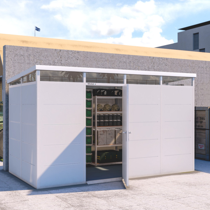 Abri de jardin modulaire isolé 4x2m blanc - plancher inclus - Everbox Abri de jardin modulaire isolé 4x2m blanc - plancher inclus - Everbox