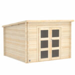 Abri de jardin monopente en bois massif 8,9m² JUNO Modern – madriers 28mm – Cerland