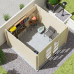 Abri de jardin monopente en bois massif 8,9m² JUNO Modern – madriers 28mm – Cerland