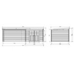 Abri de jardin Rohan 8,88m² en bois traité autoclave 28mm avec terrasse couverte - SOLID