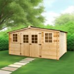 Abri en bois massif 12m² – madriers 28mm + couverture plaques ondulées - Habrita