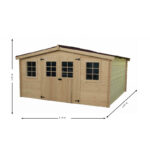 Abri en bois massif 12m² – madriers 28mm + couverture plaques ondulées - Habrita