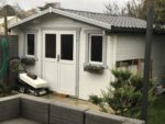 Abri en bois massif 16m² PLUS 28mm traité teinté marron Gardy Shelter