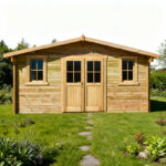 Abri en bois massif 16m² PLUS 28mm traité teinté marron Gardy Shelter