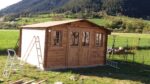 Abri en bois massif 16m² PLUS 28mm traité teinté marron Gardy Shelter