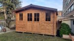 Abri en bois massif 16m² PLUS 28mm traité teinté marron Gardy Shelter