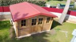 Abri en bois massif 16m² PLUS 28mm traité teinté marron Gardy Shelter