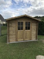 Abri en bois massif 9m² PLUS 28mm traité teinté marron Gardy Shelter