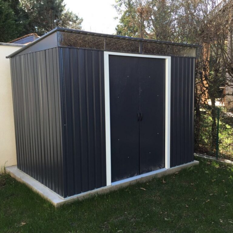 Abri en métal anthracite avec puits de lumière Skylight 4,85m² DURAMAX + kit ancrage