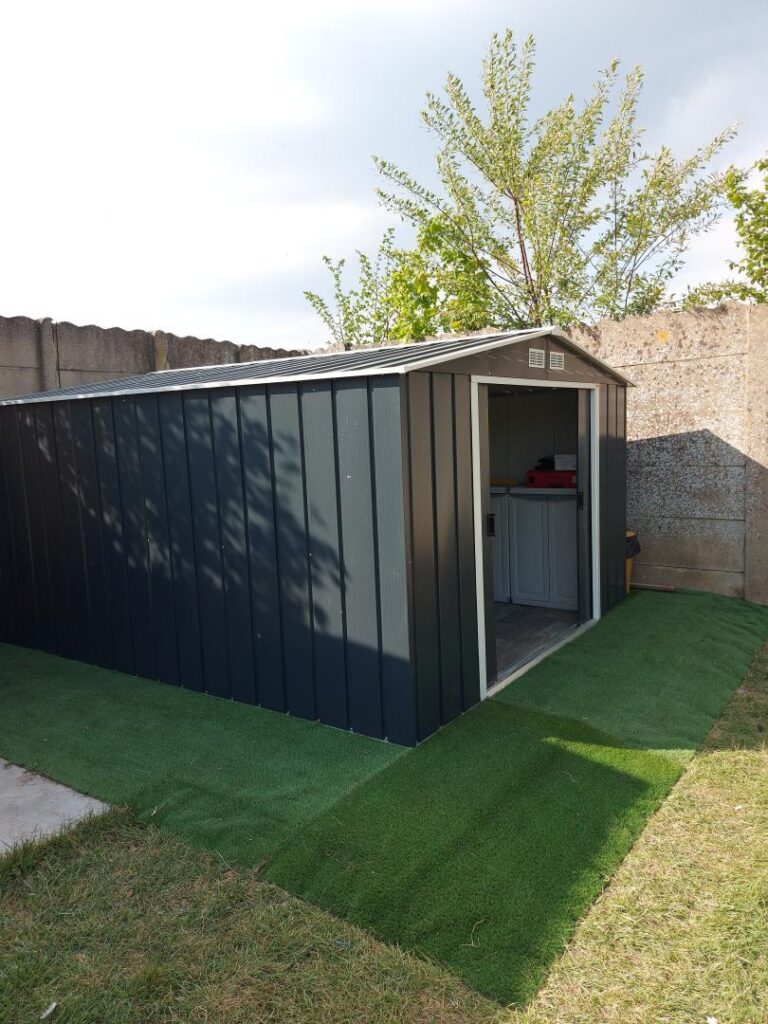 Abri en métal parois hautes anthracite Colussus 11,69m² DURAMAX + kit ancrage