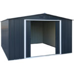 Abri en métal parois hautes anthracite Colussus 7,79m² DURAMAX + kit ancrage