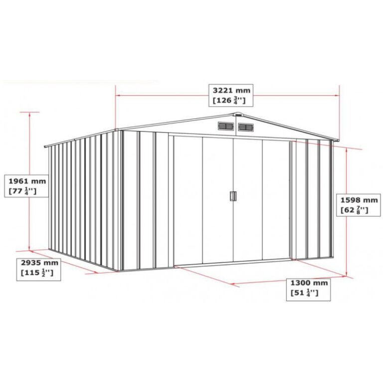 Abri en métal parois hautes anthracite Colussus 9,74m² DURAMAX + kit ancrage