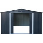 Abri en métal parois hautes anthracite Colussus 9,74m² DURAMAX + kit ancrage