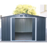 Abri en métal parois hautes anthracite Colussus 9,74m² DURAMAX + kit ancrage