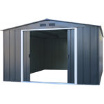 Abri en métal parois hautes anthracite Colussus 9,74m² DURAMAX + kit ancrage