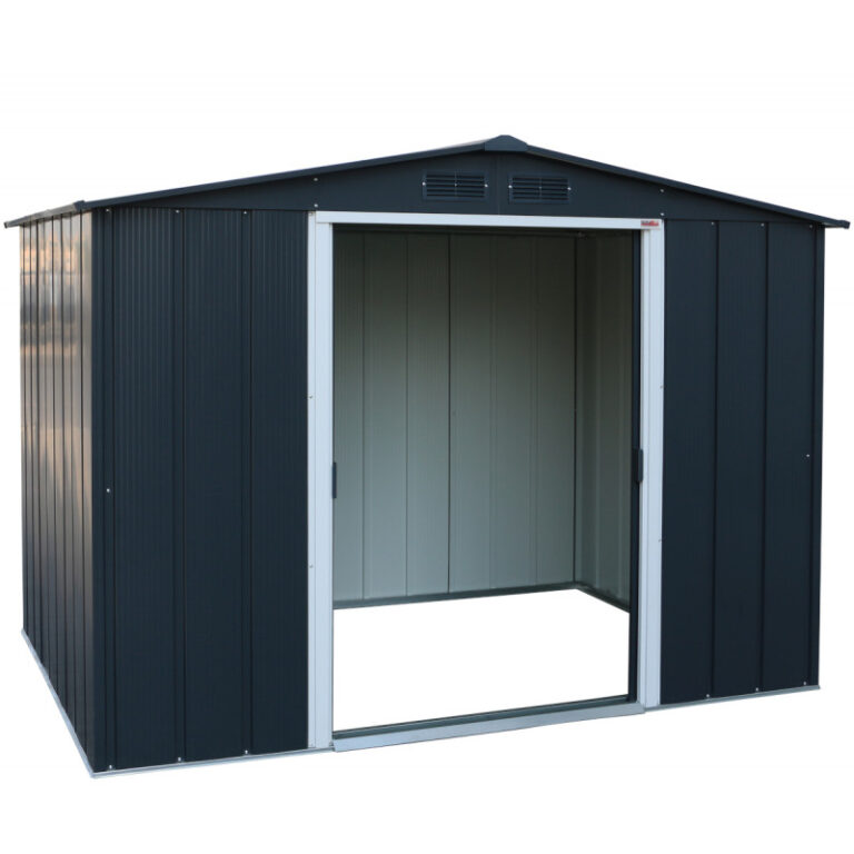 Abri en métal parois hautes anthracite Titan Premium 4,77m² DURAMAX + kit ancrage