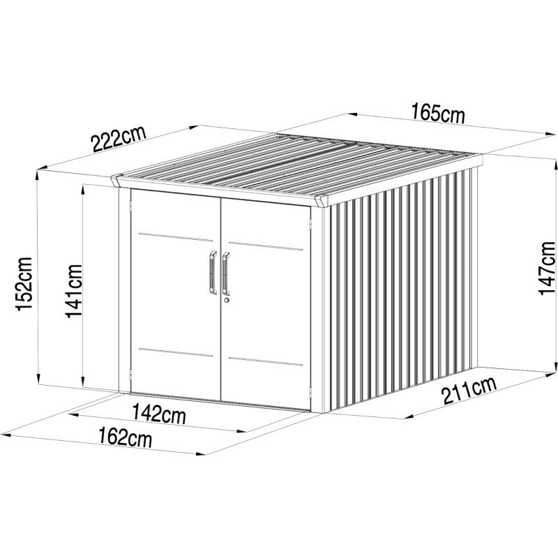 Abri pour 4 vélos en métal anthracite Kosto 3,7m² - X-METAL