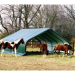 Abri pour animaux démontable 40,9m² en acier et polyéthylène vert – Shelter Logic