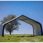 Abri pour animaux démontable 49,6m² en acier et polyéthylène vert – Shelter Logic