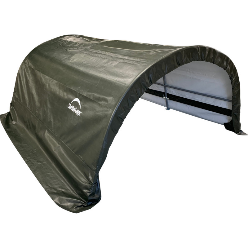 Abri pour animaux démontable 7,8m² en acier et polyéthylène vert – Shelter Logic