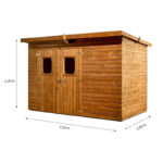 Abri Theora 7,33m² en bois thermo traité et toiture en acier HABRITA