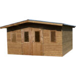 Abri Thermabri 15,14m² en bois thermo traité toiture en acier HABRITA