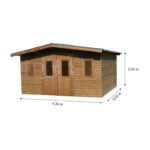 Abri Thermabri 15,14m² en bois thermo traité toiture en acier HABRITA