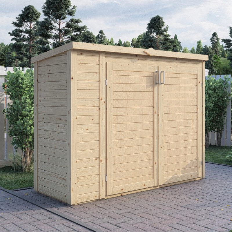 Armoire de jardin en bois brut 1,6m² - panneaux 14mm - avec plancher - Multibox 3 - Bertilo