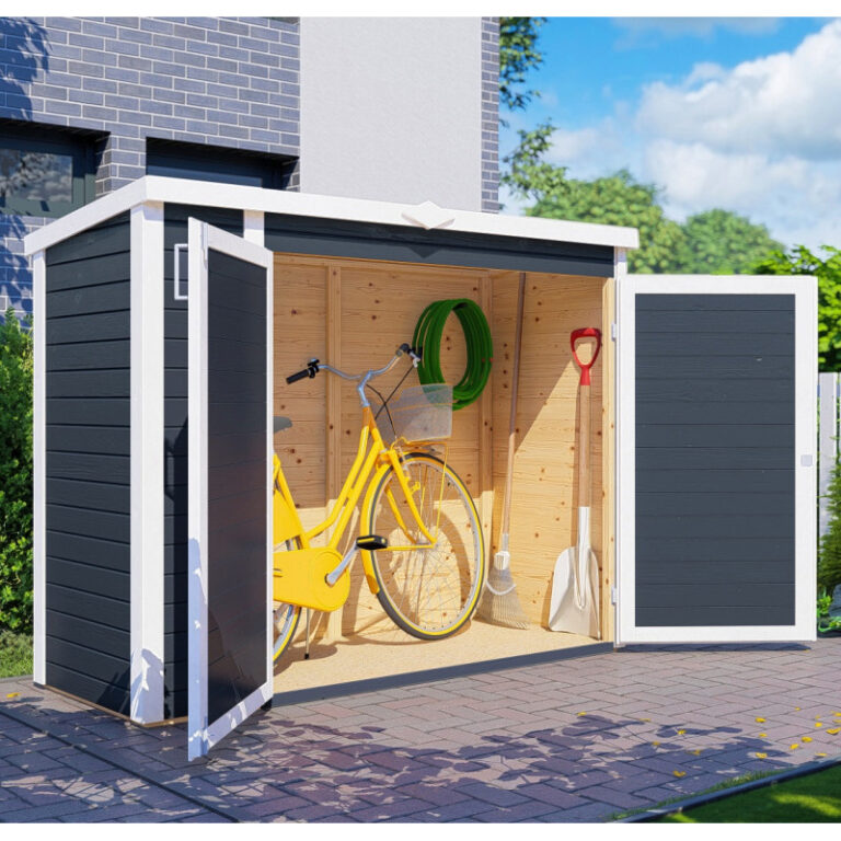 Armoire de jardin en bois gris anthracite 1,6m² - panneaux 14mm - avec plancher - Multibox 3 - Bertilo