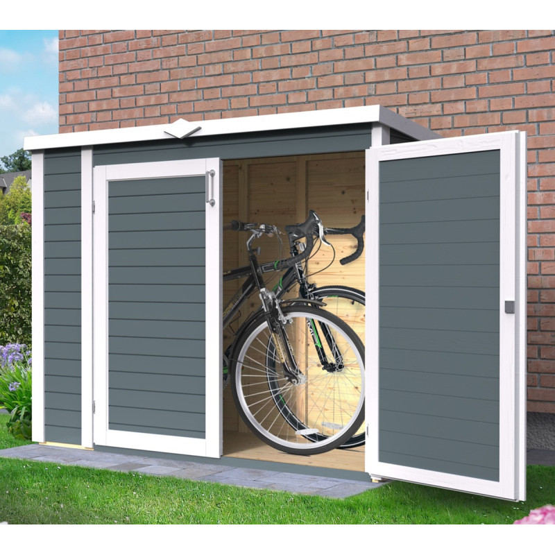 Armoire de jardin en bois gris anthracite 1,6m² - panneaux 14mm - avec plancher - Multibox 3 - Bertilo Armoire de jardin en bois gris anthracite 1,6m² - panneaux 14mm - avec plancher - Multibox 3 - Bertilo