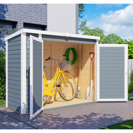 Armoire de jardin en bois gris clair 1,6m² - panneaux 14mm - avec plancher - Multibox 3 - Bertilo