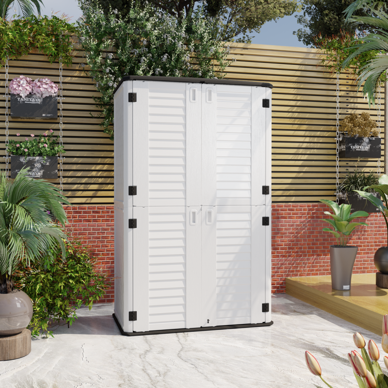 Armoire de jardin SunLife en Polyéthylène Haute Densité 40mm beige - H.202cm - Jôbu