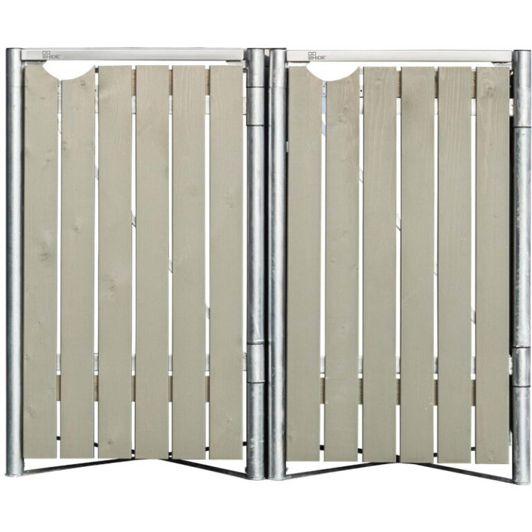 Cache-poubelle 2 compartiments Müllbox en bois traité gris 2x140L – HIDE