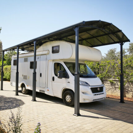 Carport 1 voiture gris aluminium et polycarbonate 31m² Arcadia Alpine 8500 - Auvent