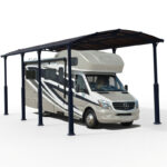 Carport 1 voiture gris aluminium et polycarbonate 31m² Arcadia Alpine 8500 - Auvent