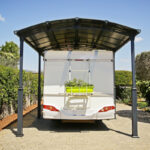 Carport 1 voiture gris aluminium et polycarbonate 31m² Arcadia Alpine 8500 - Auvent